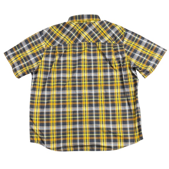 Marmot Checked Plaid Button Shirt Men’s XXL Black And Yellow Short Sleeve Hiking - Picture 5 of 10